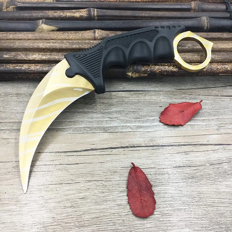 CS GO коготь счетчика удара Karambit нож шеи нож с оболочкой зуб тигра настоящая игра нож Радуга Кемпинг Фиксированное Лезвие Нож - Цвет: Tiger blade