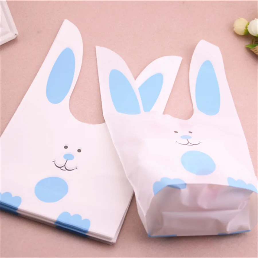 Wholesale 50pcs/lot Cute Plastic Candy Packing For Party Lovely Rabbit Ear Cookies Bags Favor Wedding Gift Packaging