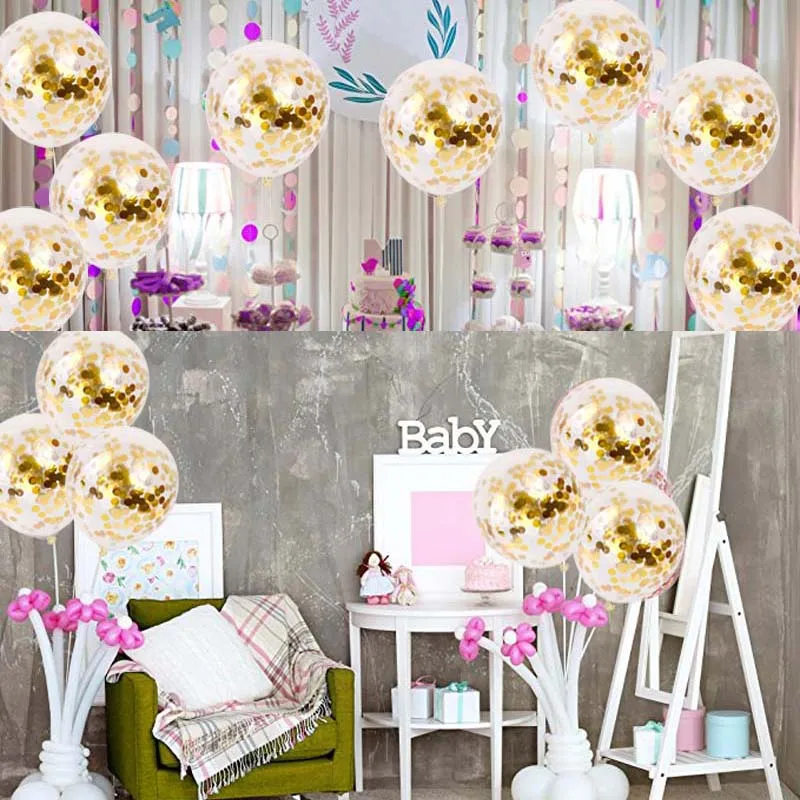 

20pcs confetti Clear balloons wedding kid boy girl adult birthday Bachelorette party bridal baby shower Anniversary decoration
