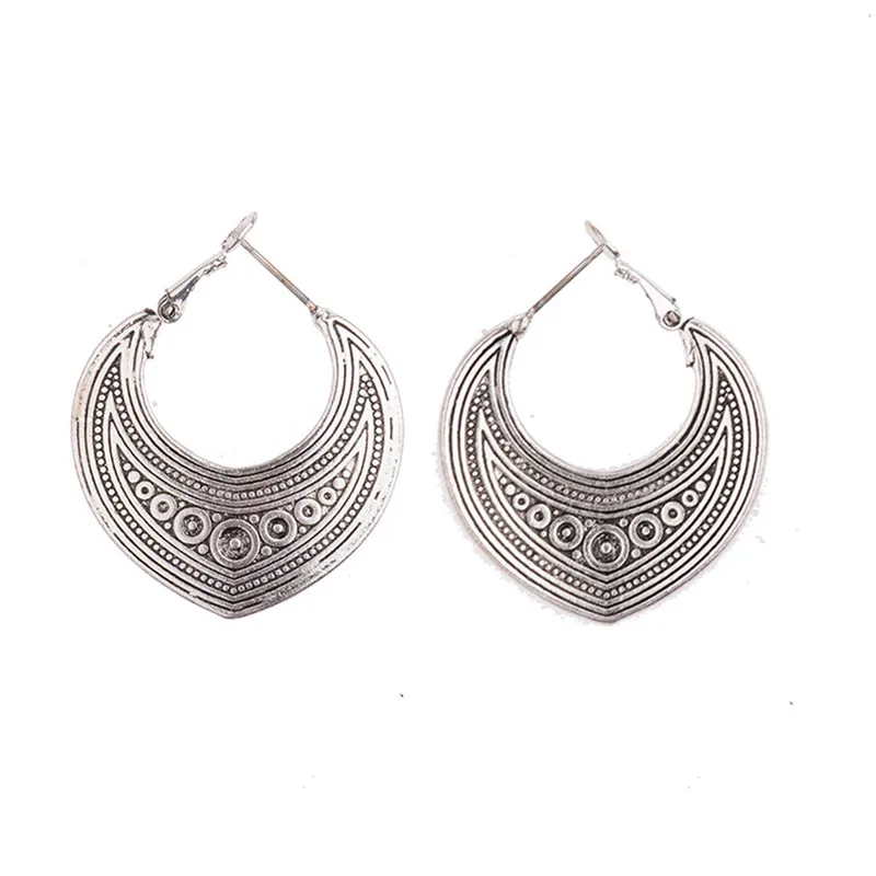 

DOUVEI 2 Colors Thai Silver Ethnic Style Women Drop Earrings Tribal Patterns Boho Dangle Earrings HQE277