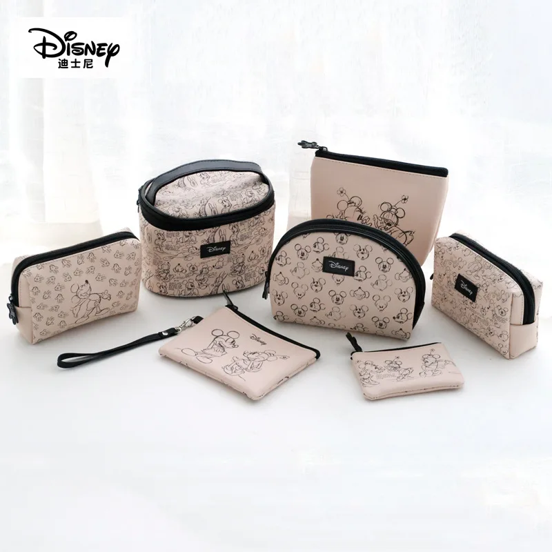 

Disney Minnie Mouse portable cosmetic make up bag multi-purpose storage coin cartoon purse handbag Mickey Mouse Makeup PU