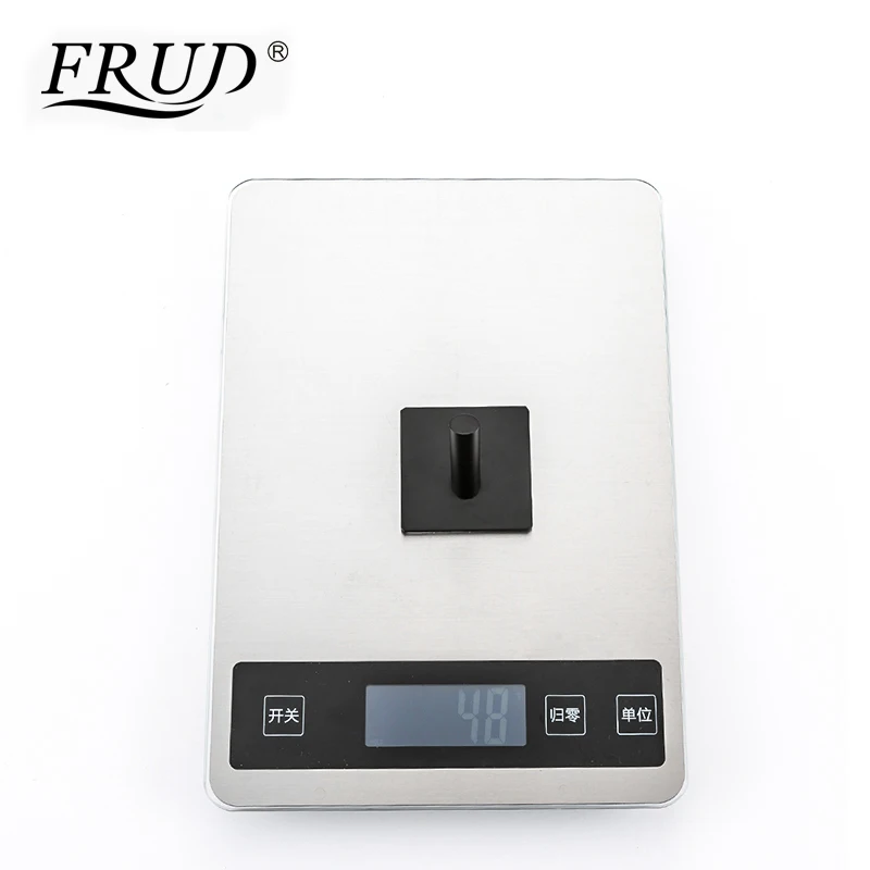 FRUD Square Black Solid Stainless Steel Single Robe Hook Towel Rack Clothes Hook Wall Mounted Bath Accessories 4pcs/Set