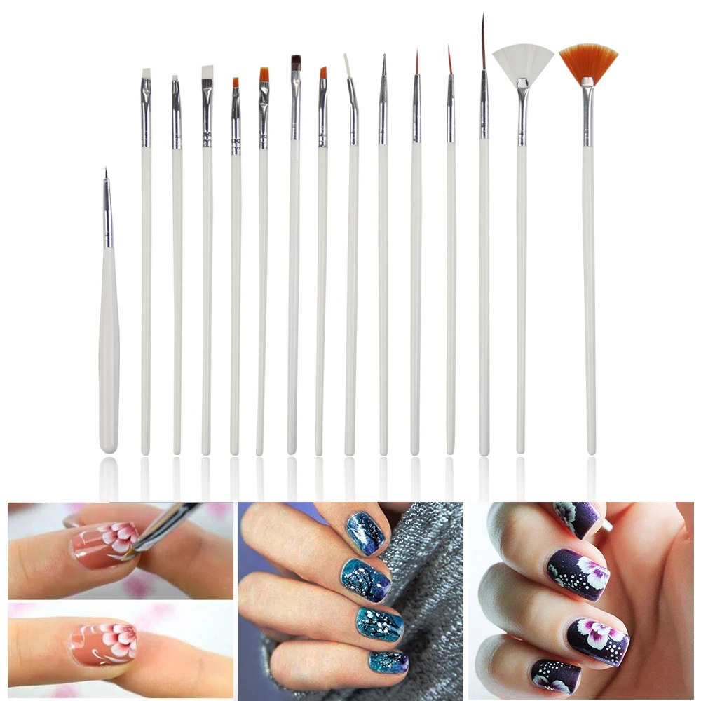 

LKE 15pcs Nail Art Decoration Brushes Dotting Tools White Decorations Gel Painting Pen Nail Brush Nail Equipment Drawing Tool