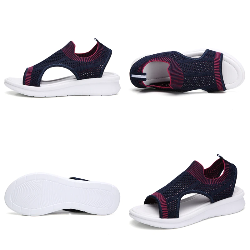 النساء الصنادل أحذية نسائية امرأة 2019 الصيف إسفين الراحة الصنادل السيدات شقة Slingback في صندل مسطح النساء Sandalias حجم 44