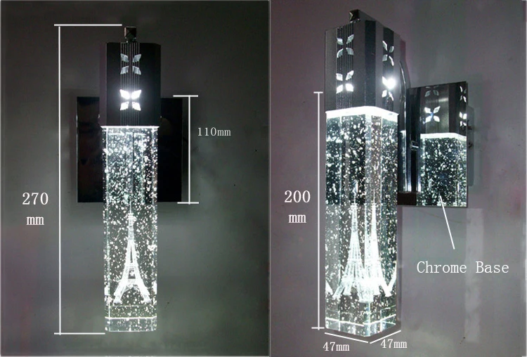 Современный краткое с оригинальными рисунками "Парижская башня в пузырь с украшением в виде кристаллов светодиодный настенный светильник дома деко спальня Колонка алюминиевый настенный светильник 110/240V