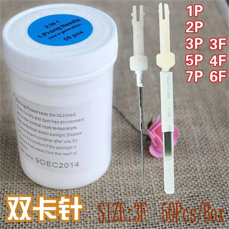 

2015 Newest High Quality 50pcs x 3FLAT Permanent Makeup Eyebrow Card Needles for bio touch machine Free shipping