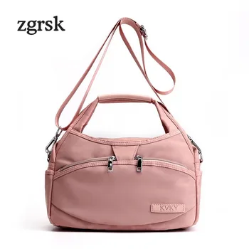 

Ladies Handbags Luxury Large Zipper Nylon Solid None Leather Tote Bag Bags For Women Brown Business Bag Bolsa Feminina