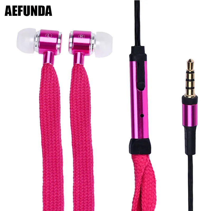 Shoelace Earphones Super Bass Headphones Metal Headset Stereo Earbuds