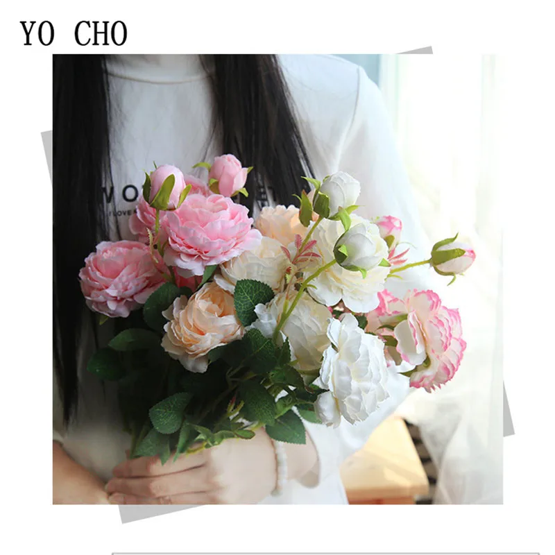 white yellow Peonies Silk Flowers red Rose Artificial Flower (11)