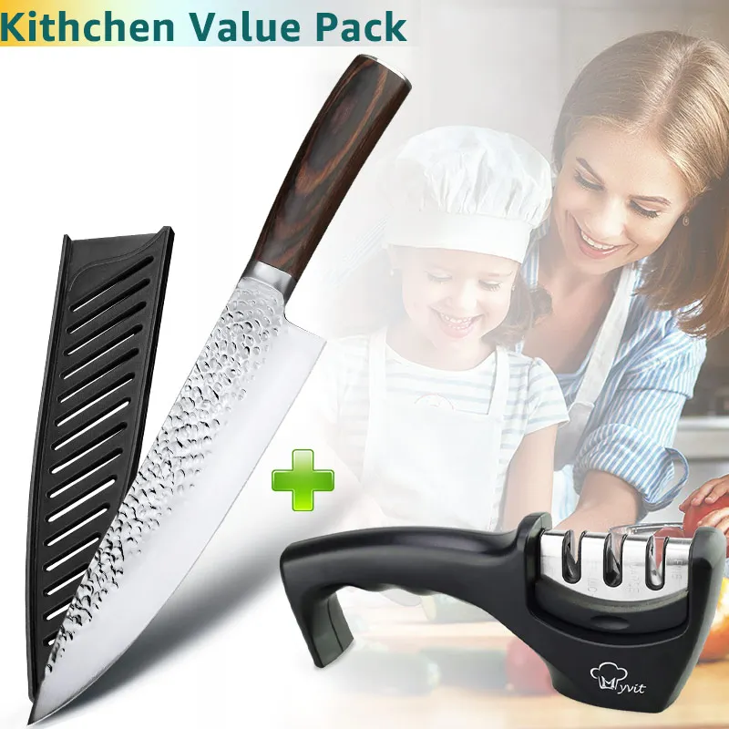

8 inch kitchen chef knife Set With 3 Stage Knife Sharpener Value Pack VIP Purchase Link