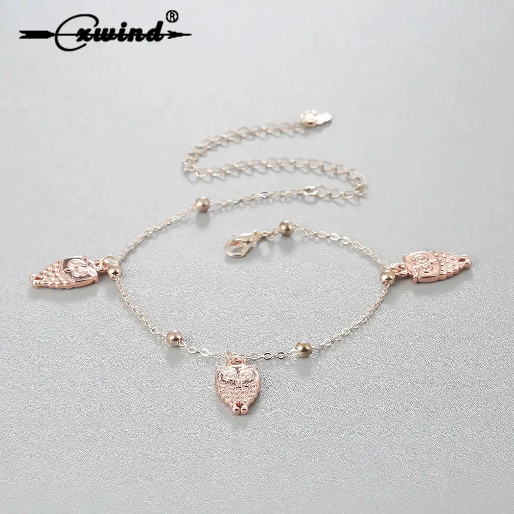 Animal Owl Charms Anklets Bracelets For Women Barefoot Sandals Leg Animal Owl Charms Anklets Bracelets For