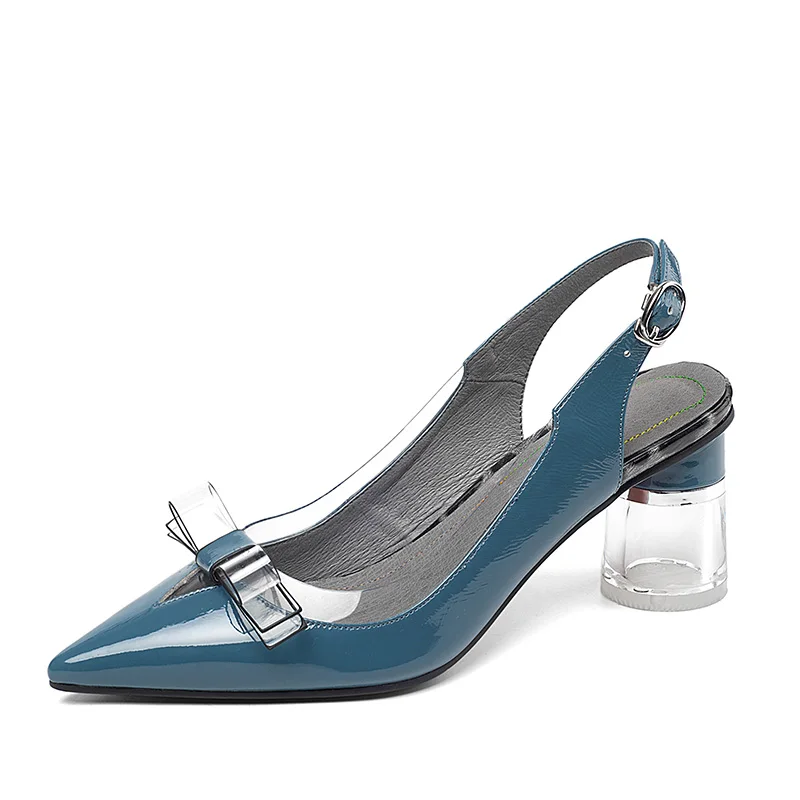 ISNOM/прозрачные босоножки из ПВХ; женские летние босоножки на высоком каблуке; обувь из лакированной кожи; женская модная свадебная обувь с леопардовым принтом - Цвет: Синий