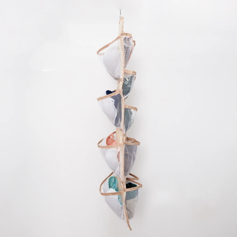 Quality Double 4+16 Cells Side Hanging Organizer 5 Colors Bra Underwear Socks Storage Bag With Hanger Home Tidy Wardrobe Storage