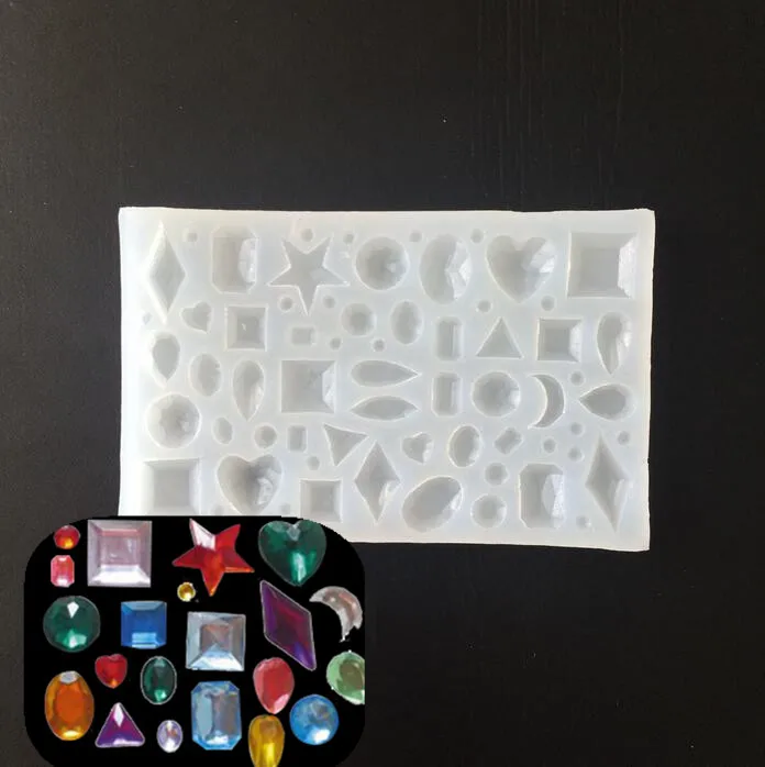 

Gem Shape Silicone Mold For Necklace Earrings Hairpin Clay,UV Epoxy Fondant Cake Baking Decoration Tools Handcraft Handmade