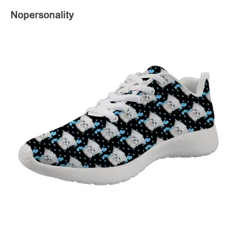 

Nopersonality Kawaii Floral Maltese Dog Print Sneakers for Women Breathable Mesh Flats Unique Female Student Walking Shoes