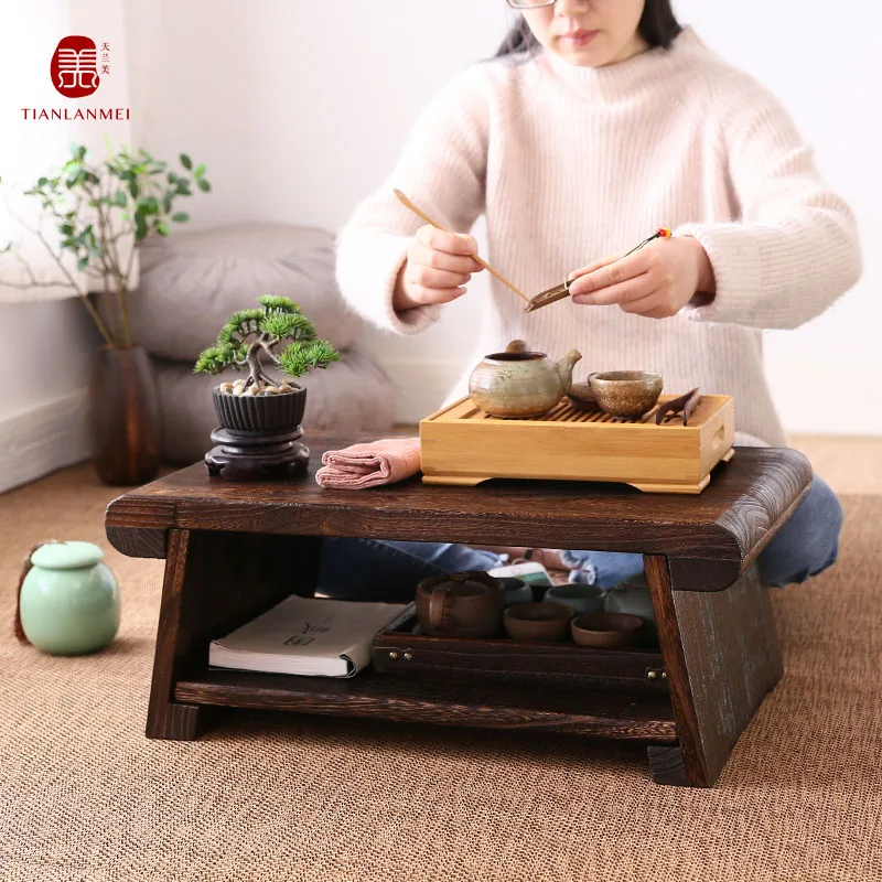Креативный современный Ретро прямоугольный журнальный столик из твердой древесины складной журнальный столик из твердой древесины для гостиной