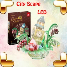 Новое поступление, подарок, знаменитый городской пейзаж, 3D головоломка, модель здания, милые DIY игрушки, украшение, светодиодный дисплей, образование, сборная структура, игрушка