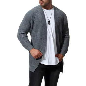 

2018 Autumn and Winter Long Solid color Sweater Europe and America Slim Sweater Without Buckle cardigan Size M L XL XXL
