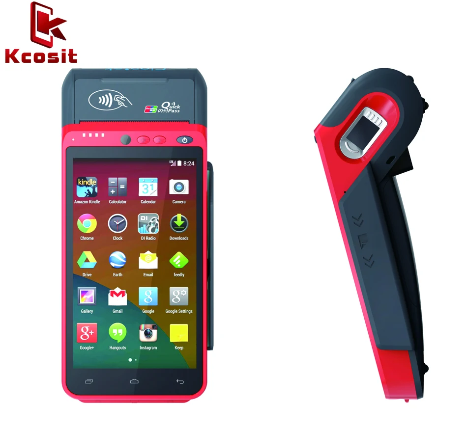 

Kcosit S10 Pos Terminal Thermal Printer 58mm Handheld Device Fingerprint Reader 2D Barcode Scanner Android 7.0 5.5" EMV/PCI 4G