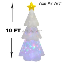Дизайн открытый гигантский белый Оксфорд ткань Сделано с цветное светодиодное освещение надувная елка
