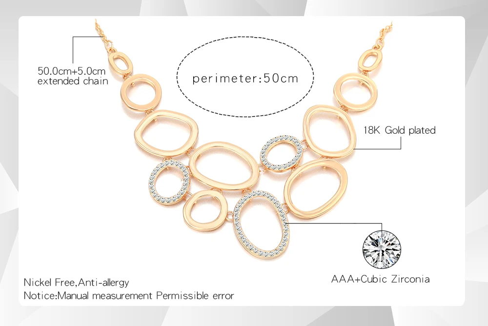 Чешские Кристальные круги массивное ожерелье Очаровательная подвеска из сплава ожерелье s для женщин ювелирные изделия XL06476