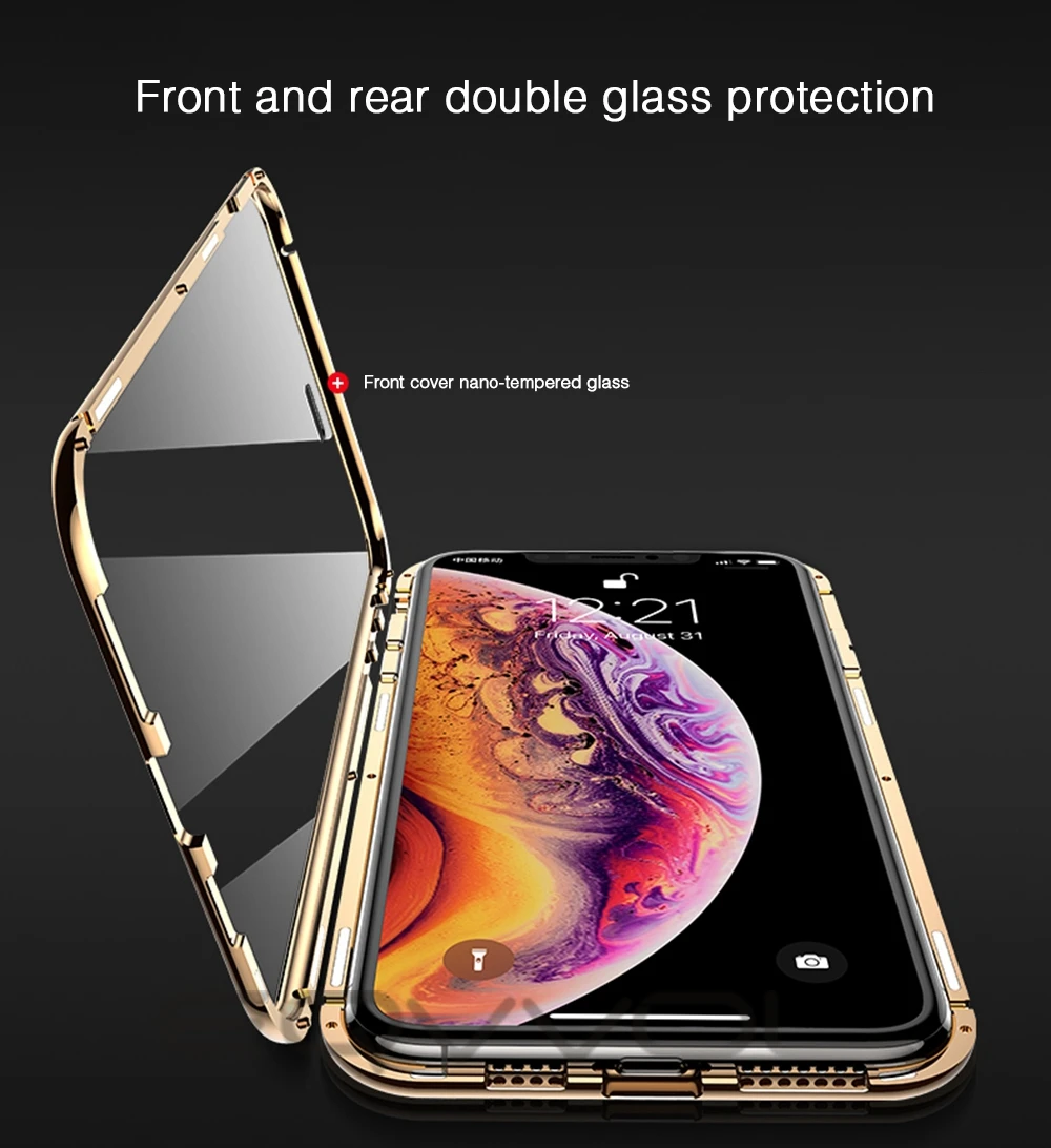 Metal Magnetic Double Sided Glass Case Cover - Blazing Gifts