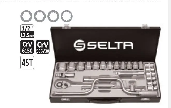 

Taiwan Made 24pc 1/2" Dr 6PT Cr-V 10-32mm Socket Set Rev Ratchet & Speed Handle