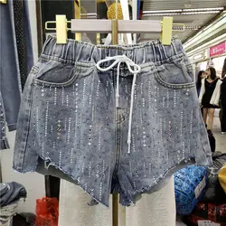 2019 весна лето женские джинсовые широкие брюки для девочек леди с высокой талией Горячая дрель ковбойские шорты студенческие короткие