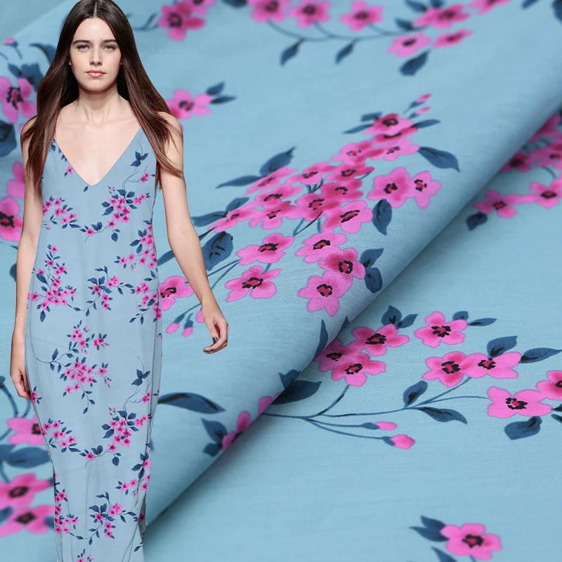 

New Super Beautiful Spring and Summer New 12-mm Wide-width Digital Printed Silk Cotton Fabric Silk Clothing Shirt Fabric
