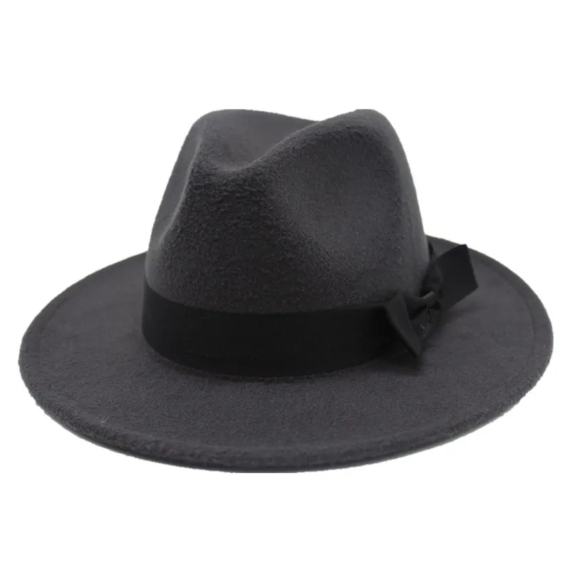 Seioum Весенняя мягкая фетровая шляпа с широкими полями для мужчин и женщин винтажные джазовые шляпы Модные звезды шерсть фетровая шляпа унисекс черный войлочный котелок Трилби