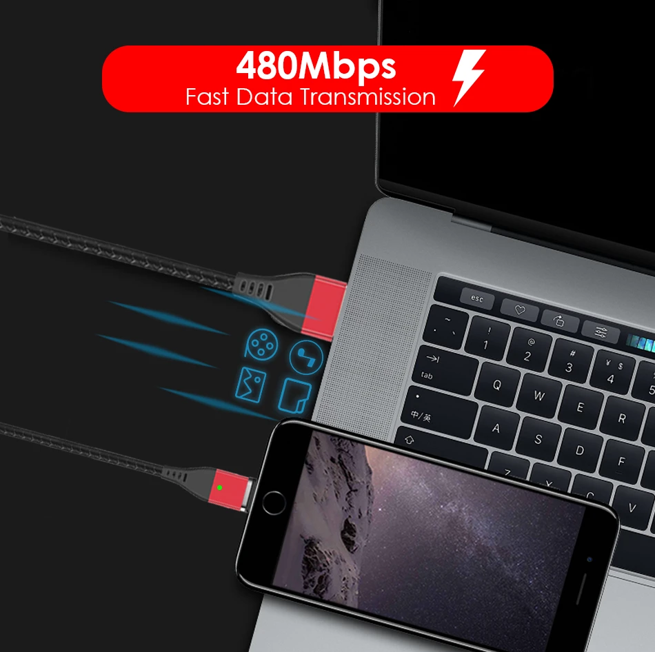 العالمي الهاتف المحمول المغناطيسي مايكرو USB كابل 1 m المغناطيس USB C كابل سريع شحن تاريخ كابلات نوع C شاحن الكابلات ل فون