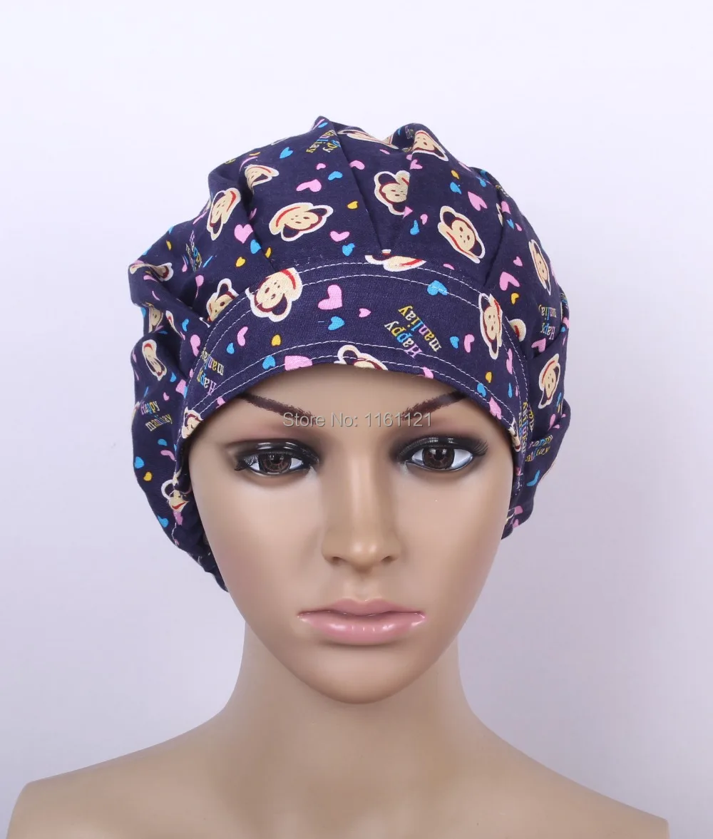 Medical Suit Surgical Caps Doctors And Nurses Cap Printed Cotton Long