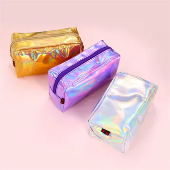 

Laser Cosmetic Bag Fashion Pencil Case Travel Cosmetic Makeup Pouch Laser Zipper Purse Bag Toiletry Cases Holder Drop Shipping