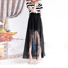 Модные длинные макси Высокие Низкие асимметричные черно-белые размера плюс индивидуальные юбки Асимметричные шифоновые S-7XL