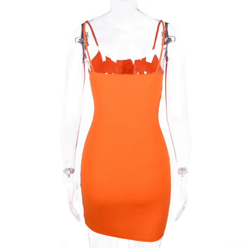 Сексуальное женское платье Toplook оранжевого цвета, лето, повседневное однотонное мини-платье без рукавов, Клубные вечерние платья с v-образным вырезом, уличная одежда