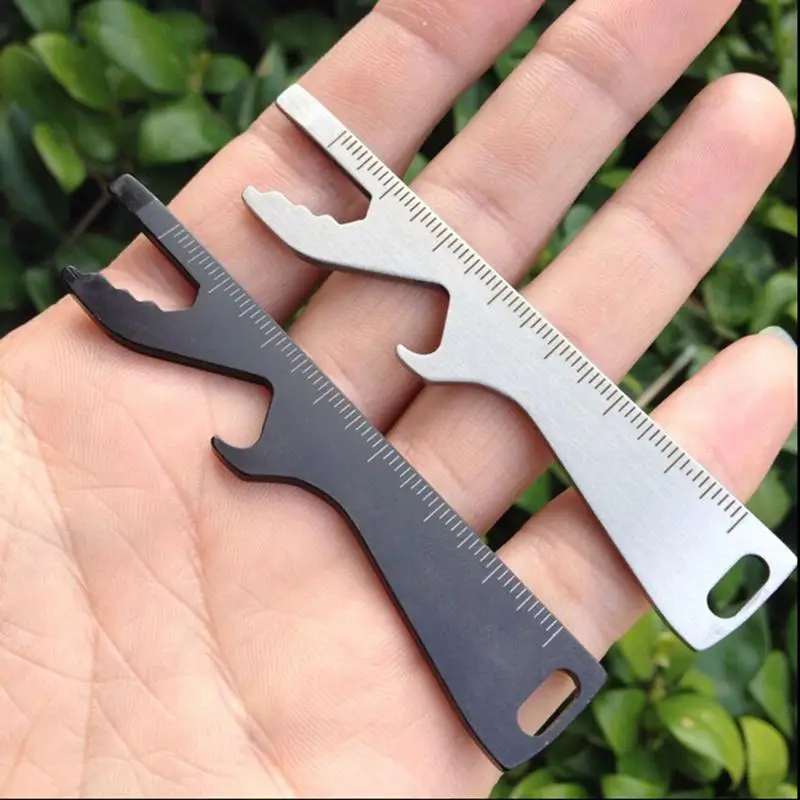 

5 in 1 EDC Gear Bottle Opener Measuring Ruler Screwdriver Tools Multi Tool Black Silver Colors