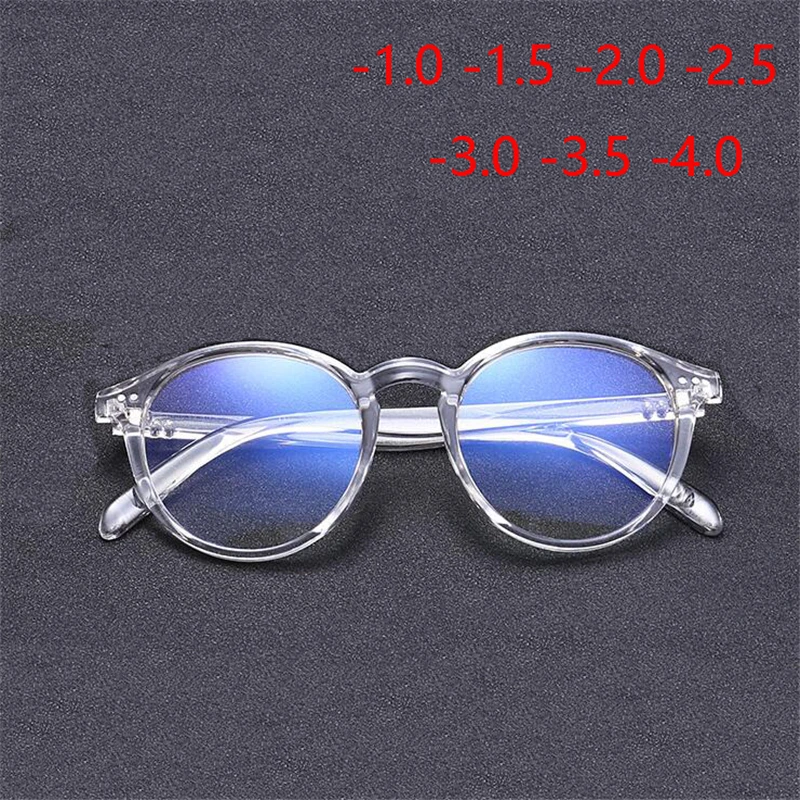 

-1 -1.5 -2 -2.5 -3 -3.5 -4 Rivets Myopia Glasses with degree Women Men Short-sight Eyewear Black and Transparent Frame
