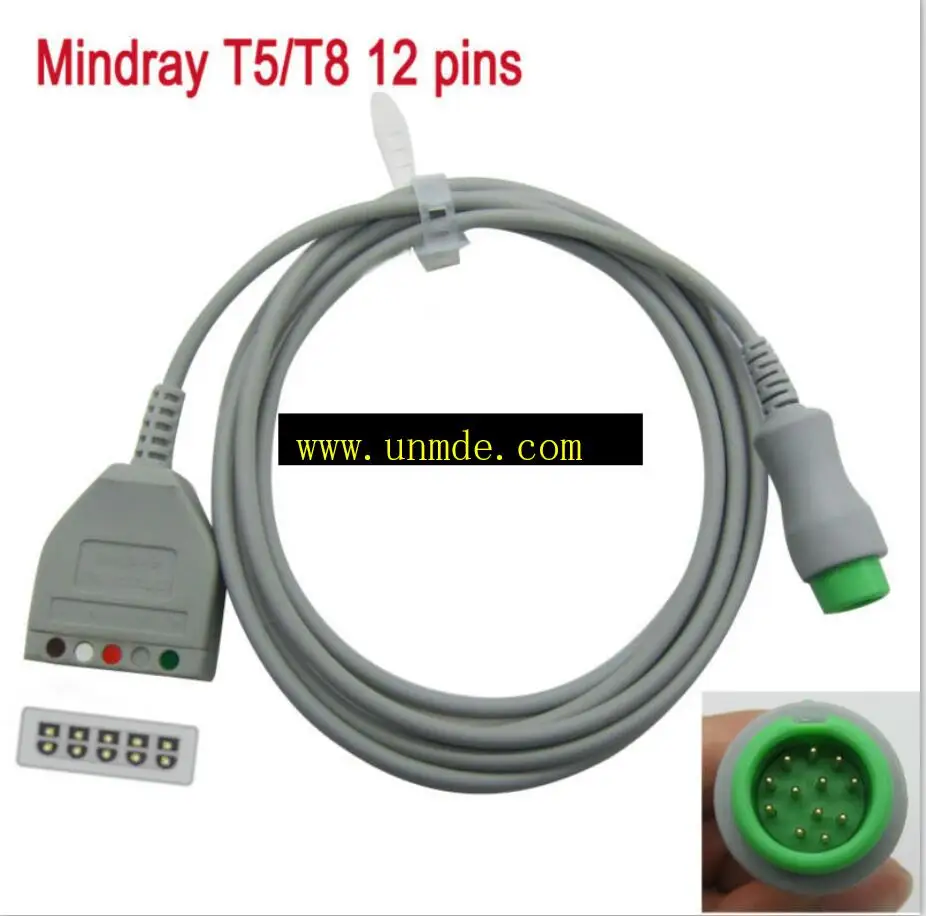 

For New Mindray T5 T6 T8 12pin ecg trunk cable 3-lead 5 lead With 1K ohm resistor Defibrillator ECG trunk Cable AHA or IEC
