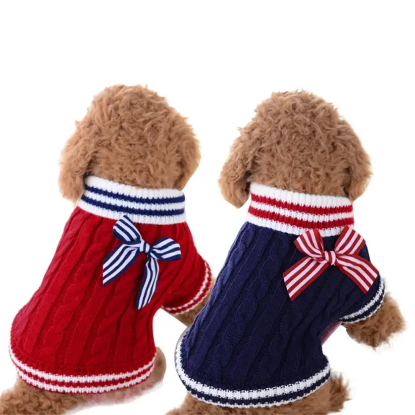 Зимняя теплая одежда в полоску для щенков|dog sweater|dog knitwearpet sweater |