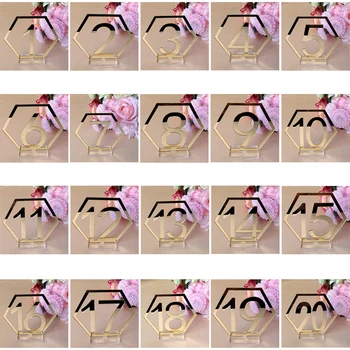 

20pcs/set Acrylic Mirror Gold Digital Wedding Party Table Card Retro Seat Cards for Wedding Party Decor