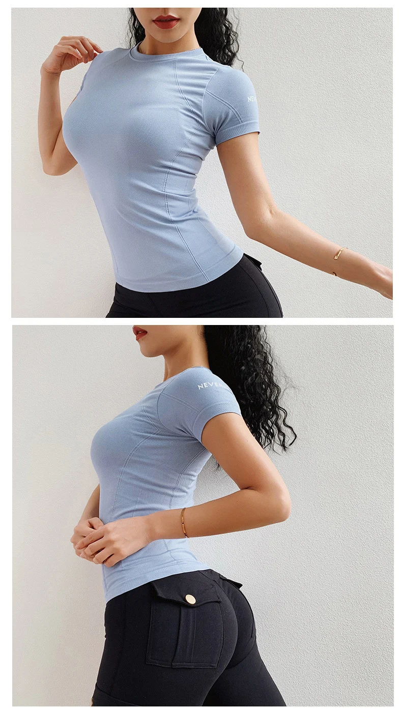 Fitness Women Seamless Sport Shirt Sports Wear For Women Gym Gym Running Top Short Sleeve Yoga Workout Tops