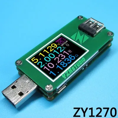 YZXstudio цветной Измеритель USB ток напряжение емкость Быстрая зарядка QC4 PD3.0 MFI PPS протокол тестер