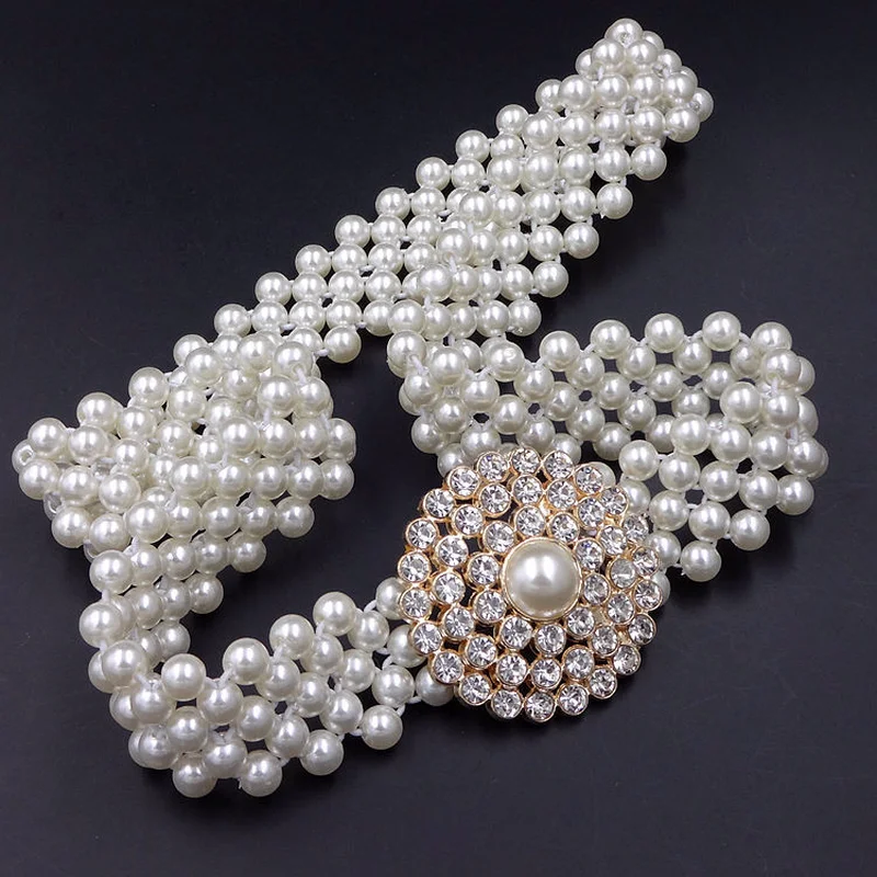 Buy Luxury Women Pearl Belt For Dress Elegant Floral