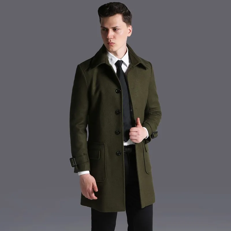 Men Winter Short Casual Work Wool Jacket Coat Fashion Plus Size Military Green Solid Single Breasted Pockets Cashmere Blend Coat Men Winter Short Casual Work Wool Jacket Coat Fashion Plus Size Military Green Solid Single Breasted Pockets Cashmere Blend Coat