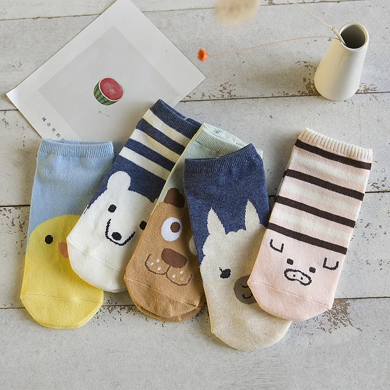 10Pcs=5Pairs/Lot Womens Socks 2019 Korean Style Pure Cotton Breathable