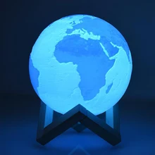 Chaohui Прямая поставка 3D печать лампа в форме планеты Земля красочная луна лампа перезаряжаемая изменение сенсорный Usb светодиодный ночник домашний декор креативный подарок