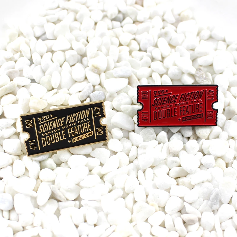

Film Tickets SCIENCE FICTION DOUBLE FEATURE Brooch Rocky Horror Movie Ticket Root Two-Color Badge Personalized denim pin