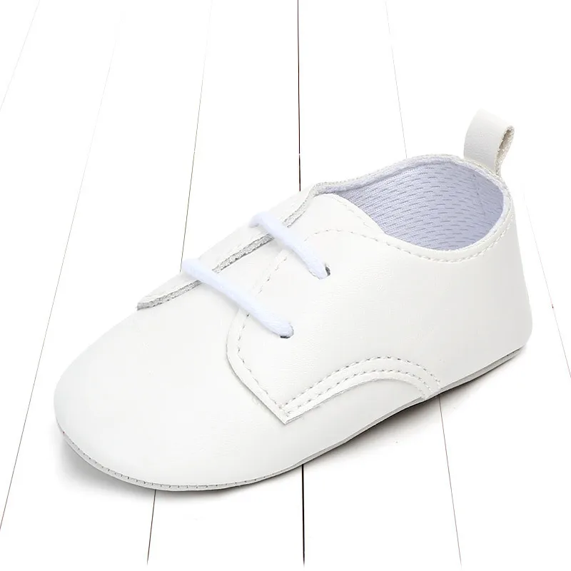 Детская обувь 0-1Year нескользящая Мягкая подошва, Детские исследование прогулочная обувь в английском стиле, с небольшой женская кожаная обувь в стиле принцессы под платье тонкие рожок для обуви - Цвет: White tie