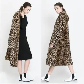 

New Women Winter Faux Fur Coats Long Lady Sexy Leopard Rabbit Fur Jacekt Overcoat Autumn Faux Mink Jackets Overcoats Plus size