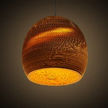 Круглый Dia.40cm х H34cm Крафт-Бумага ручной работы Подвесной Светильник Ресторан Чайхана Бар Домашнего Декора Светильник с 9 Вт LED лампы